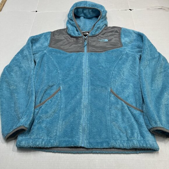The North Face Oso Jacket Girls XL Blue Fuzzy Fleece Full Zip Hoodie Outdoor - Picture 3 of 8